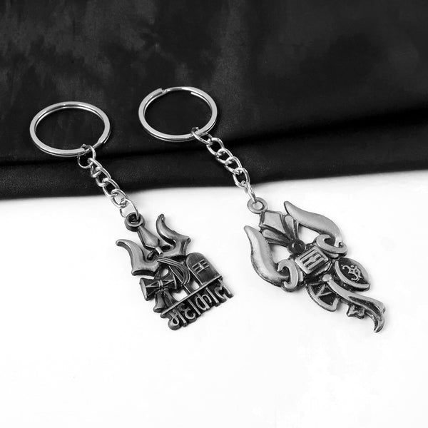 Mahakal Trishul Metal Keychain Set (2 Pc Mix Design)
